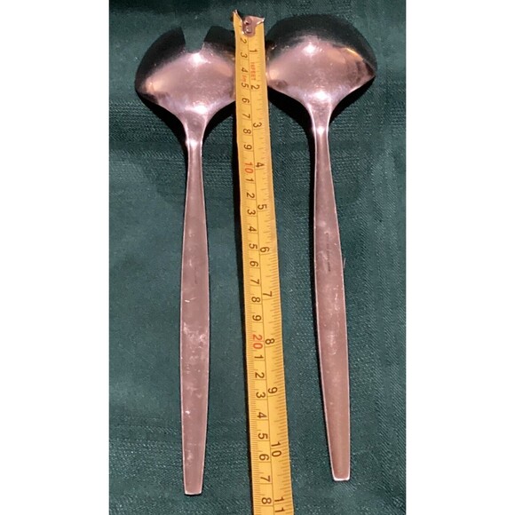 Vintage MCM Stainless Steel Floral Pattern Severing Folk & Spoon Set Japan - Picture 8 of 13